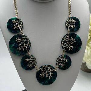 Lilly Pulitzer‎ Coral Cove Emerald Isle Green Round Disc Crystal Necklace New